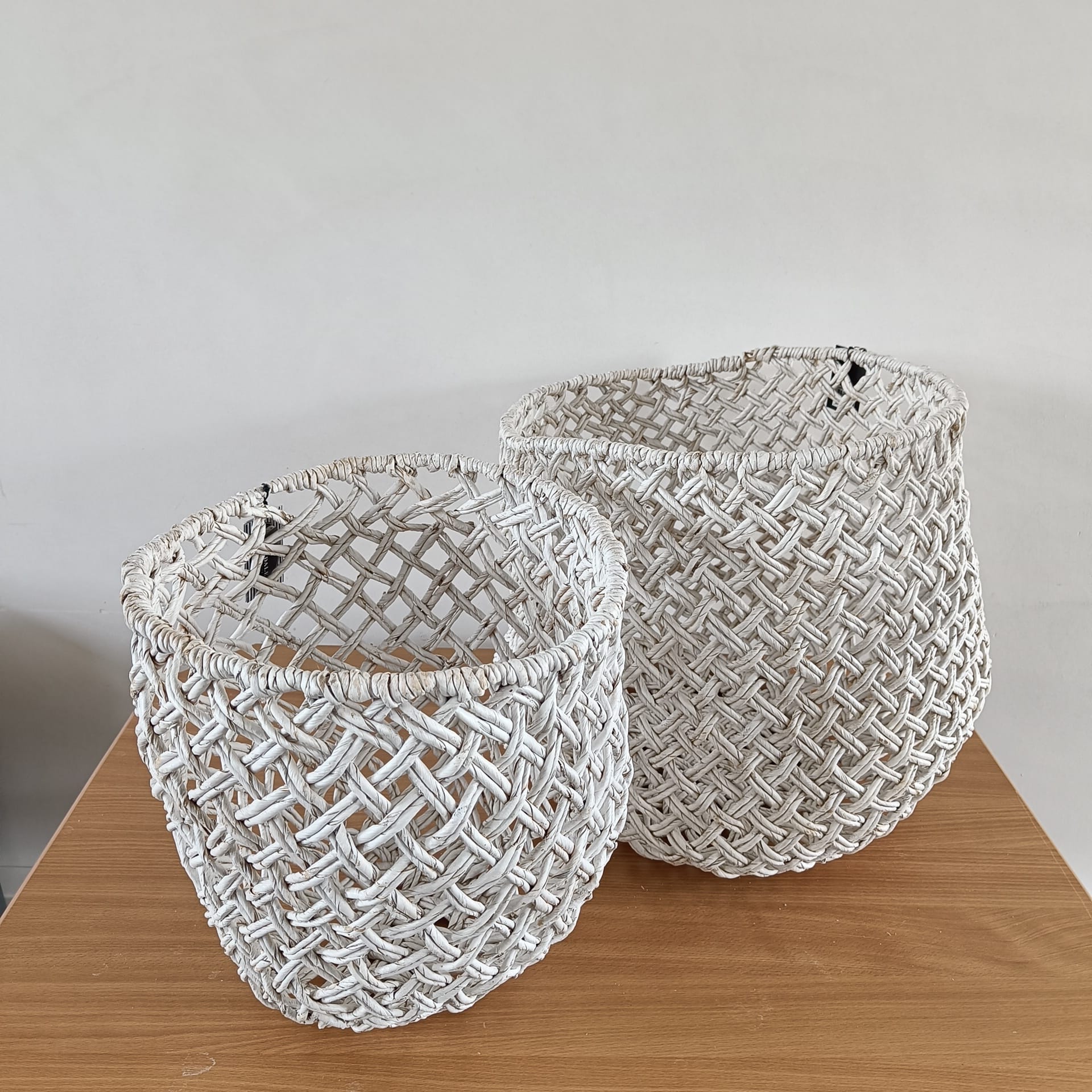 Boho Opbergmanden Set van 2 | Wit | 46 cm en 34 cm
