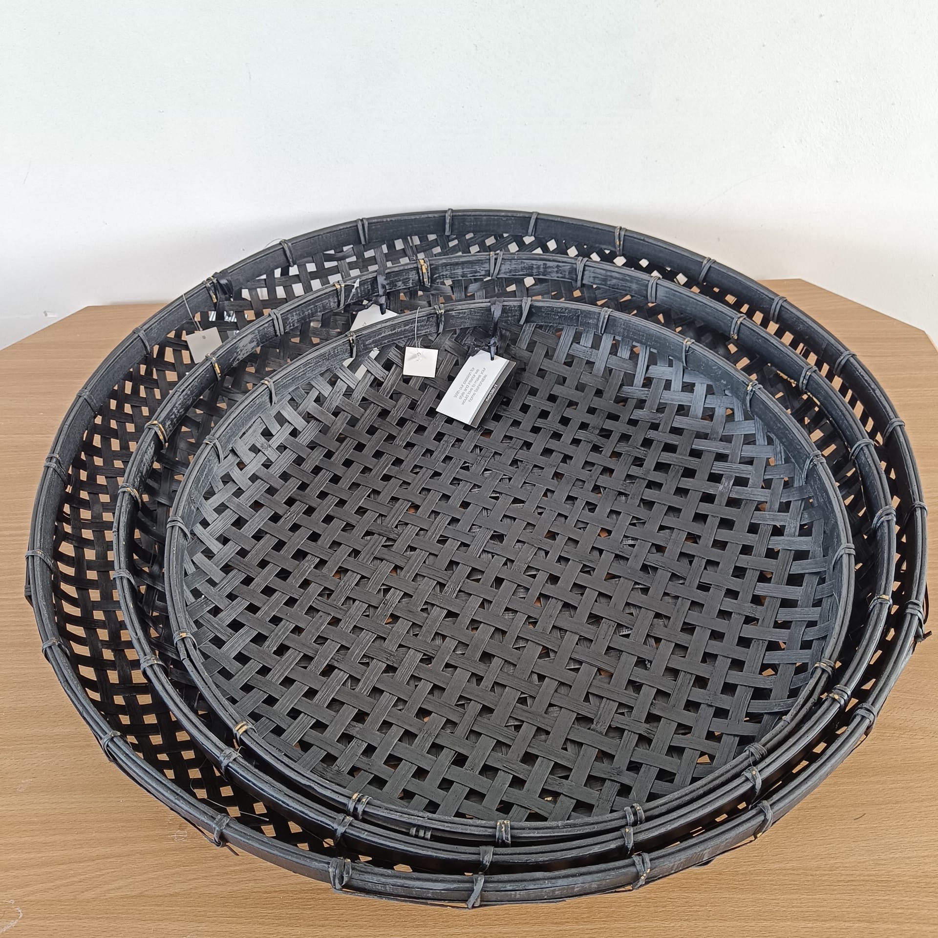 Zwarte Casual Opbergmandenset van 3 Stuks – 65 cm, 57 cm en 48 cm - Afbeelding 2