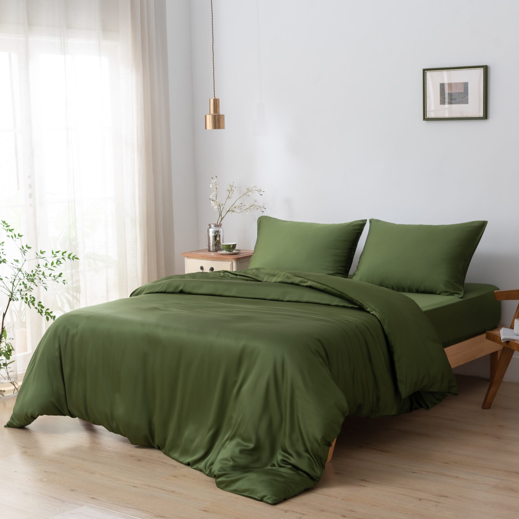 Eenpersoons Beddengoedset Xl - Deep Moss
